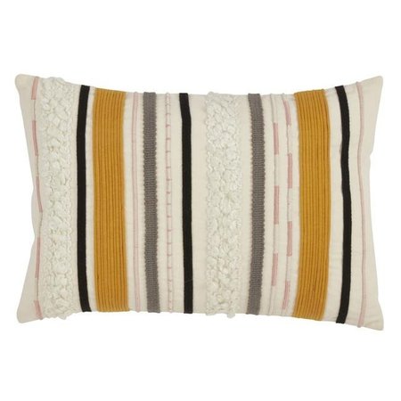 SARO LIFESTYLE SARO 278.M1218B Corded Boucle Yarn Applique Throw Pillow with Down Filling  Multi Color 278.M1218B